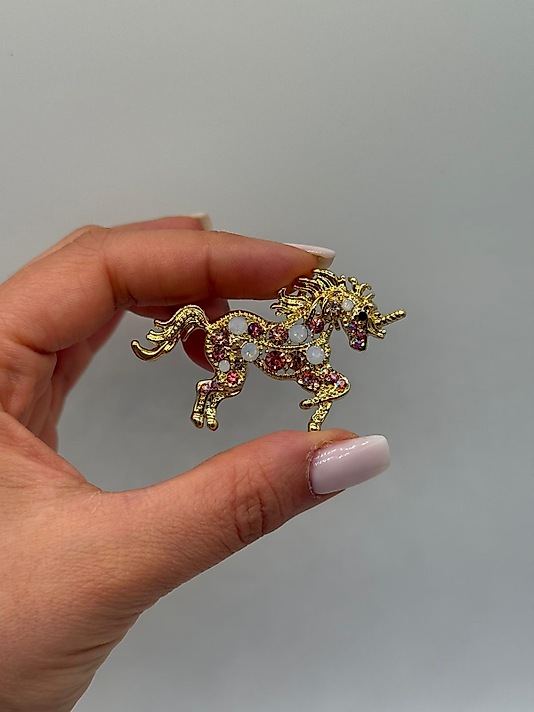 Zirkon Taşlı Tek Boynuzlu At (Unicorn) Figürlü Broş
