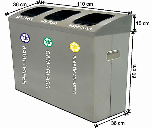 235 LT 3 BÖLMELİ GERİ DÖNÜŞÜM SETİ PASLANMAZ ( KDV DAHİL )