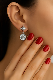 925 Ayar Gümüş Kutup Yıldızı Mineli Küpe