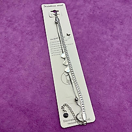 Çelik bileklik gümüş renk kalpli 18 cm