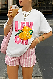 Lemon - Baskılı Oversize Tişört