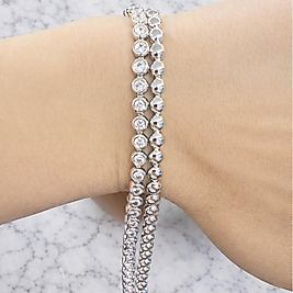 Xuping Gümüş Renk İki Sıra Taşlı Bileklik