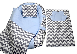 Berababy Babynest Alt Açma Minderli Gri Ve Mavi Tasarım Bebek Yuvası