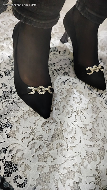 siyah süet özel taş dedaylı ayakkabı