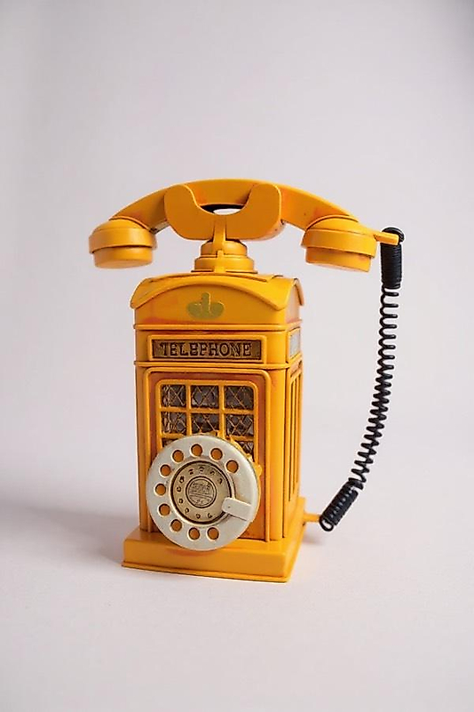 FREFLY Dekoratif Metal Ahizeli Telefon Kumbara Sarı Nostaljik Tasarım
