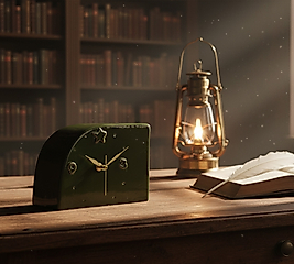 Yeşil Oval Kare Masa Saati MS039