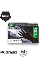 Haspet Siyah Nitril Eldiven 100'lü Paket M Beden **1 Paket**