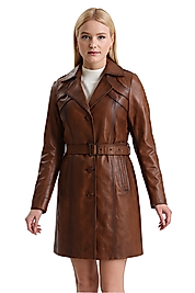 Betty Hakiki Deri Kadın Taba Trençkot