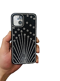 İPhone 12 Taşlı Desenli Lens Hediyeli Telefon Kılıfı Siyah