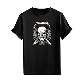 Rock and Roll & Metallica Tarzı Baskılı Oversize Unisex Tişört