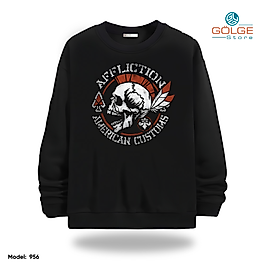 Motorcu Model Bisiklet Yaka Erkek kadın Slimfit Sweatshirt