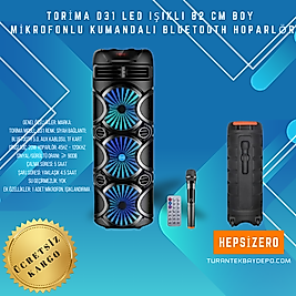 TORİMA D31 KABLOSUZ MİKROFONLU KUMANDALI 82CM BOYUNDA DEV SPEAKER (AUX-BT 5.0-FM RADYO-SD KART) 2024 YENİ