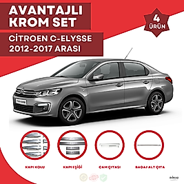 Citroen Elysee Avantajlı Krom Set 2012-2017 Arası 4 Ürün Paslanmaz Çelik