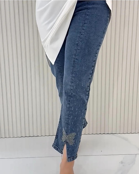 taşlı kot pantlon