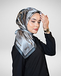 Dijital Kristal Eşarp Pastel Yaprak Desenli