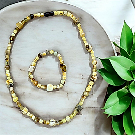 Yetişkin Kehribar  Kolye Bileklik Set 23 gr