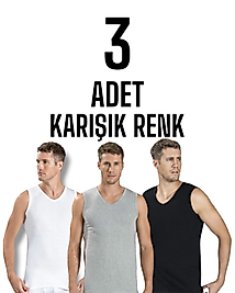 Gümüş Erkek Kolsuz V Yaka Atlet Karışık 3 Lü Paket