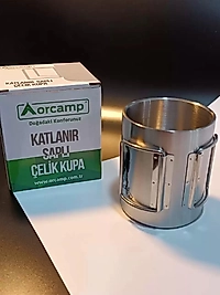 Orcamp Katlanabilir Saplı Çelik Kupa Bardak Atatürk Silüetli