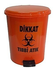 Tıbbi Atık Kovası 25 lt Turuncu Pedallı