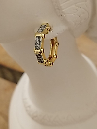 Gold Sıra Taş Altıgen Halka Küpe