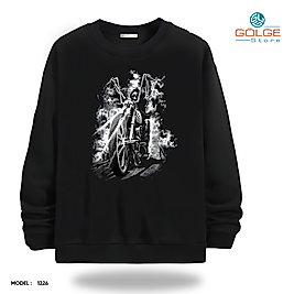 Motorcu Model Bisiklet Yaka Erkek kadın Slimfit Sweatshirt