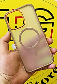 İphone 16 Pro Max Magsafe Filtre Detaylı Kahverengi Telefon Kılıfı