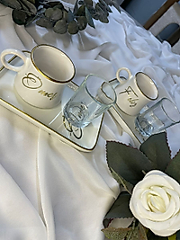 Piraye Kahve Fincanı Kişiye Özel ve Kahve Yanı Su Bardaklı