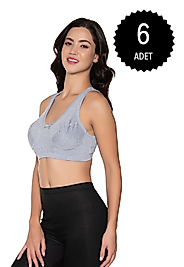 Gümüş 3049 Kadın Penye Yarım Atlet Body Sütyen Gri 6 lı Paket
