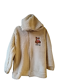Peluş Kapşonlu Fermuarlı Mont Kız Çocuk