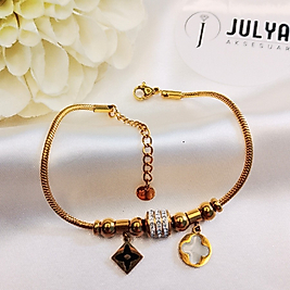 ÇELİK GOLD KARARMAZ PASLANMAZ TAŞLI MARKA SALLANTIL PANDORA BİLEKLİK