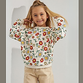 Kız Çocuk 3-7 Yaş Çiçekli Renkli Sweat