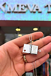 Sevgiliye Özel Tasarım Şiirli Kitap Kolye ( Yazmadım Seni Daha... )