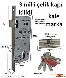 KALE ÇELİK KAPI KİLİDİ 3 MİLLİ GİRİŞ KAPI KİLİDİ KALE BARELLİ TAKIM DAİRE KAPISI KİLİDİ