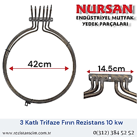 3 Katlı Trifaze Fırın Rezistans 42 Cm 380v