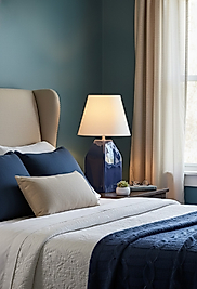 Dekoratif Seramik Konik  Lacivert Abajur  AB033