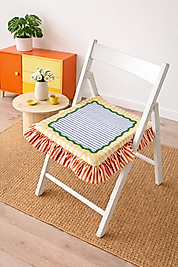 Çizgili Fırfırlı Marin Sandalye Minderi