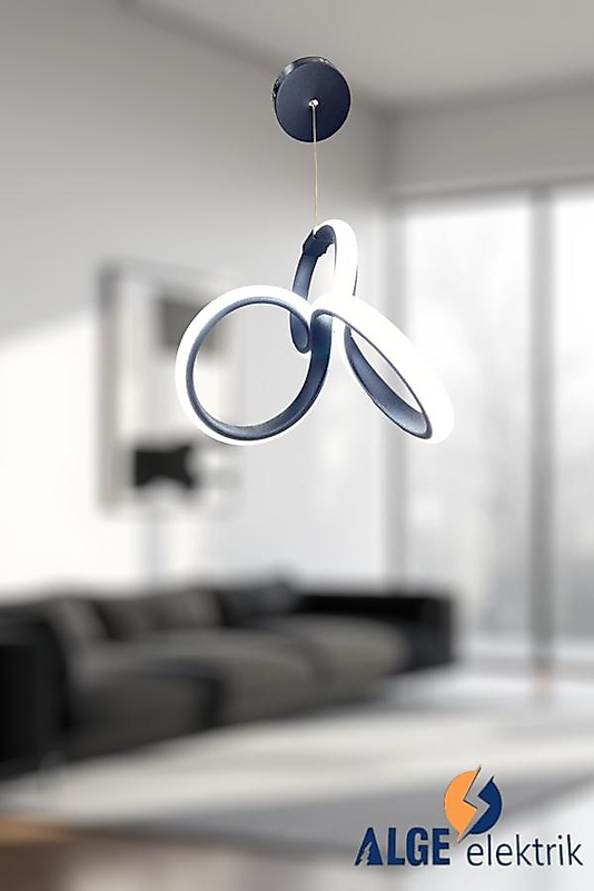 Mini Yonca Siyah Led Avize