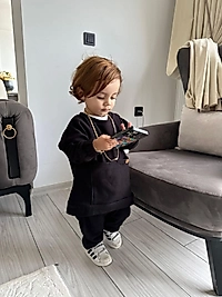 Önden Cepli Esofman Takımı Siyah