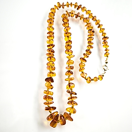 1960'LAR NATÜREL DAMLA KEHRİBAR ANTİKA KOLYE