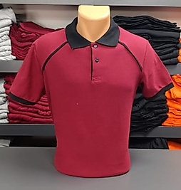 Yakalı T-Shirt Pamuk Penye 1.Kalite Kumaş Bordo ve siyah Renk