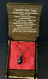 Obsidyen Taşı Çelik Kolye