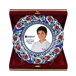 Resim Baskılı Çini Tabak - Kadife Kutulu