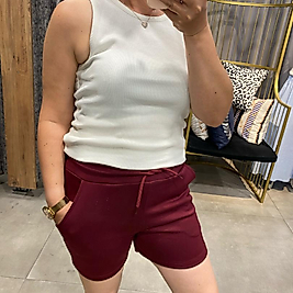 Oysho Kumaş Bordo Renk Şort