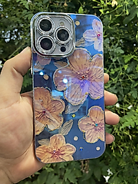 iPhone 14 Pro Max Çiçek Desenli Taşlı Lens Korumalı Telefon Kılıfı