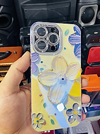 İphone 12 Pro Max Çiçek Desenli Taşlı Lens Korumalı Telefon Kılıfı