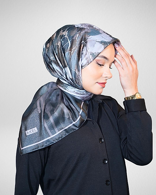 Dijital Kristal Eşarp Pastel Yaprak Desenli