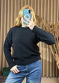 BISIKLET YAKA YUMUSAK DOKULU BASİC TRIKO KAZAK SİYAH