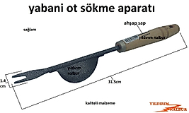 YABANİ OT TOPLAMA APARATI BAHÇE ÇAPASI KÜREK AHŞAP SAP