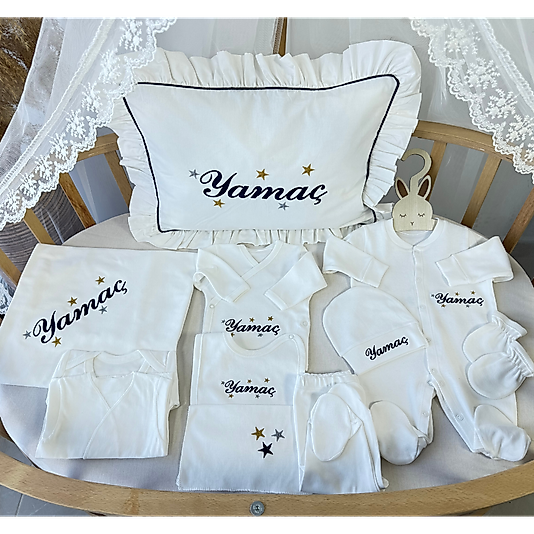 Asellakids 10'lu Yenidoğan Set - Bebeğinizin İsmi ve Yıldızlı