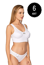 Gümüş 3049 Kadın Penye Yarım Atlet Body Sütyen Beyaz 6 lı Paket
